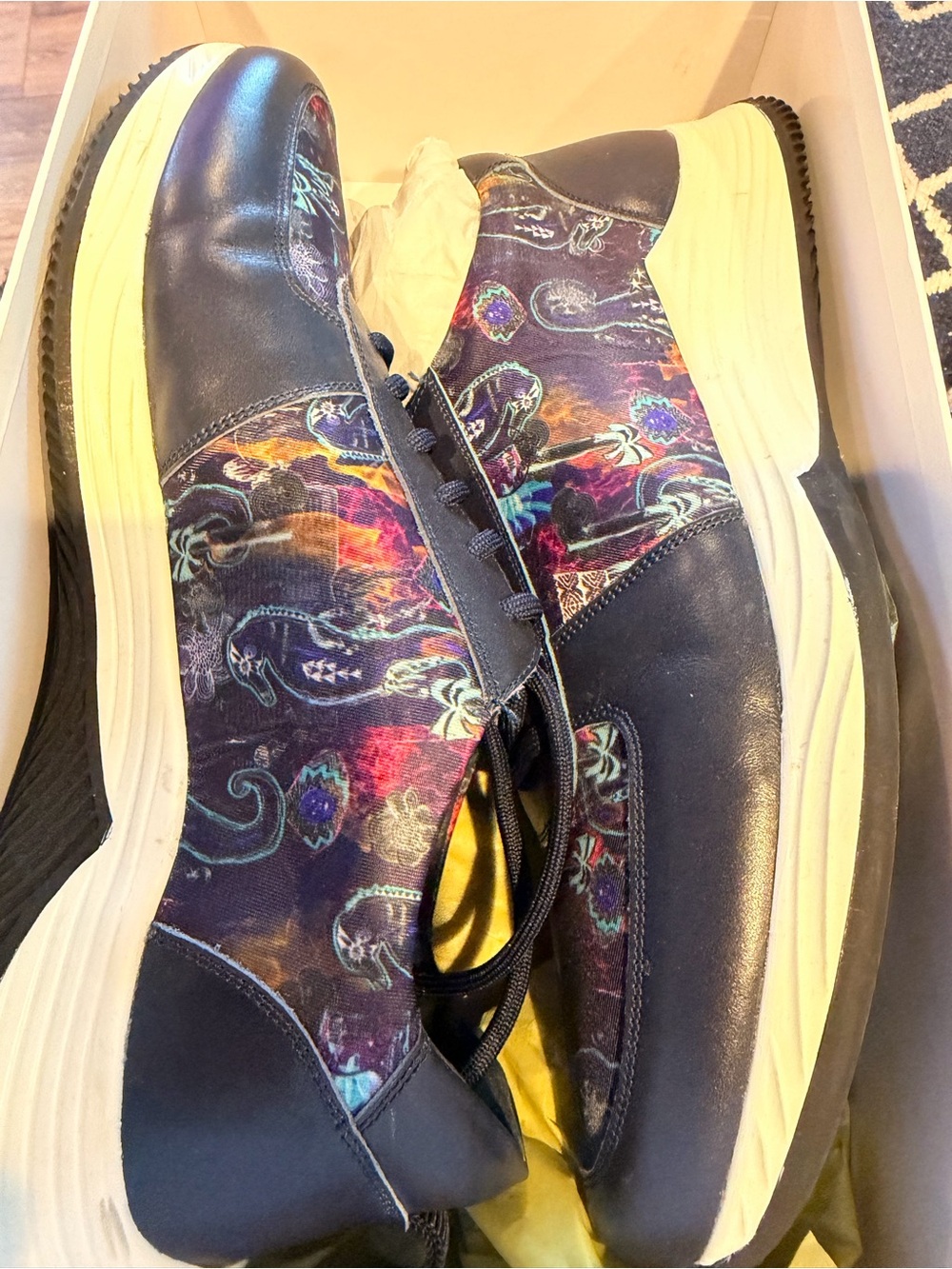 Robert Graham Navy Multicolor Patterned Athletic Sneakers